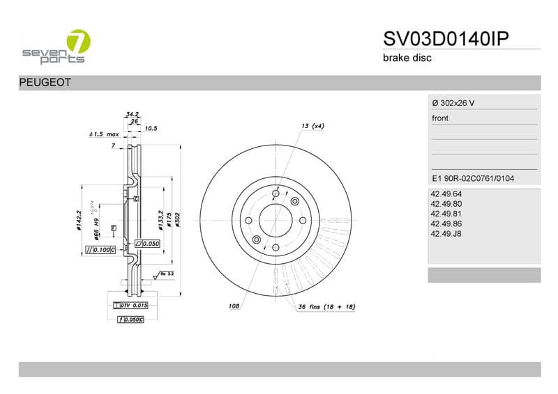 7 SEVEN PARTS SV03D0140IP — Fren diski — görsel 1