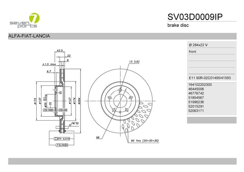 7 SEVEN PARTS SV03D0009IP — Fren diski — görsel 1