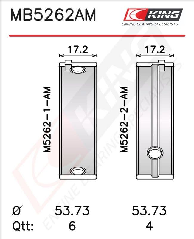 KING MB5262AM0.3 — Krank mili yatak çanağı seti