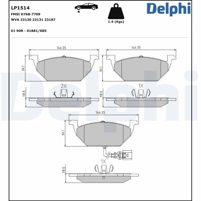 DELPHI LP1514 — Fren balata seti, diskli fren