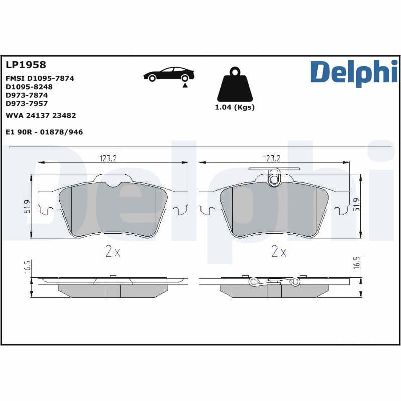 DELPHI LP1958 — Fren balata seti, diskli fren