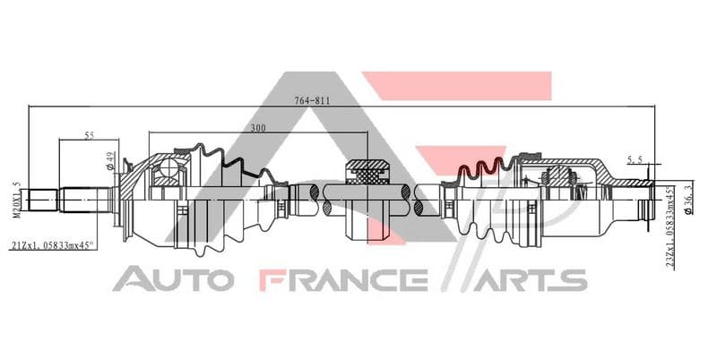 AUTO FRANCE PARTS 16-0018C — Tahrik mili