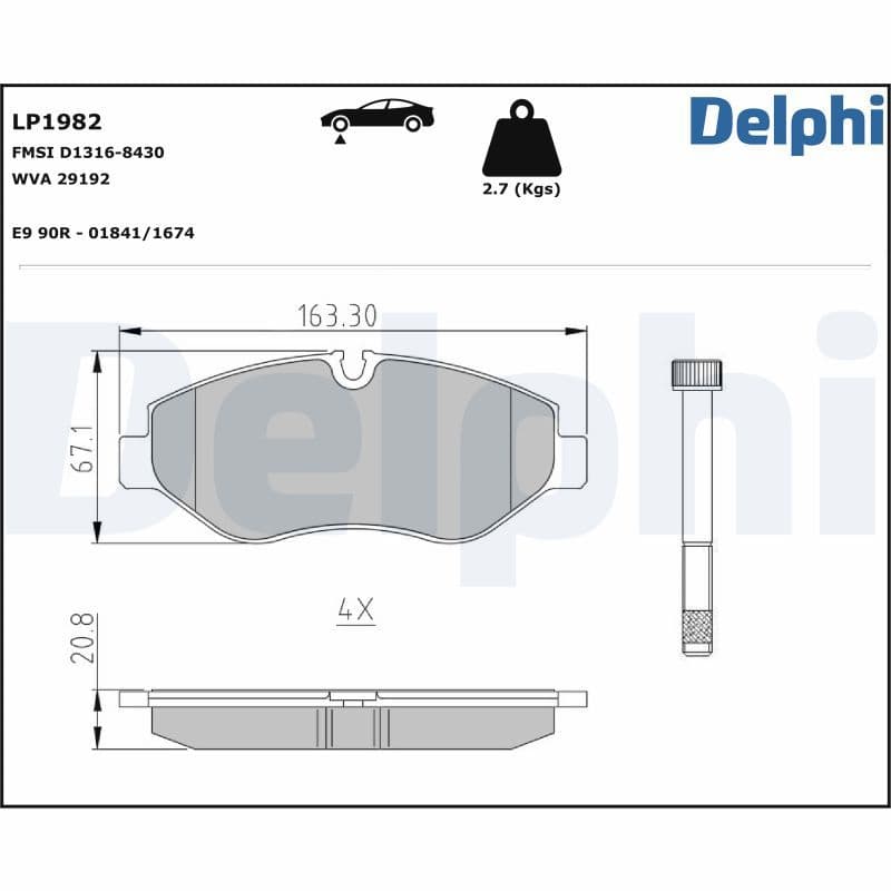 DELPHI LP1982 — Fren balata seti, diskli fren