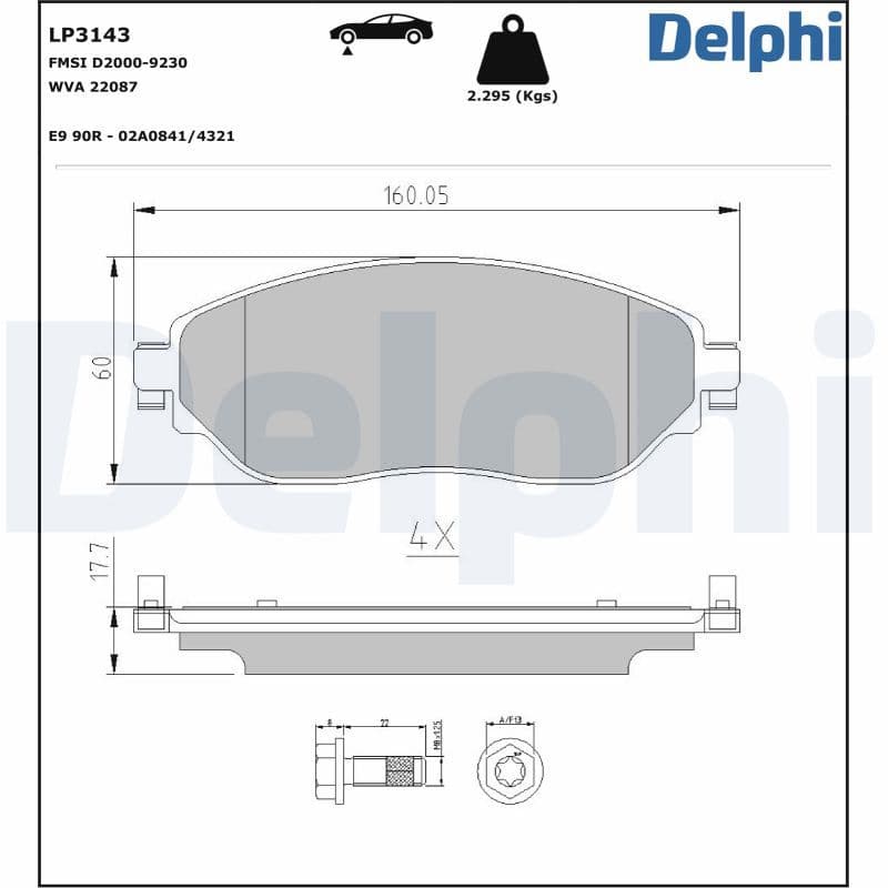 DELPHI LP3143 — Fren balata seti, diskli fren